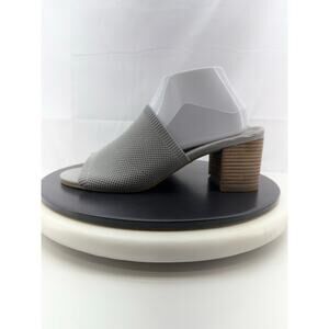Vionic Fleur Womens Size 10 Light Grey Knit Slip On Comfort Slide Heeled Sandals